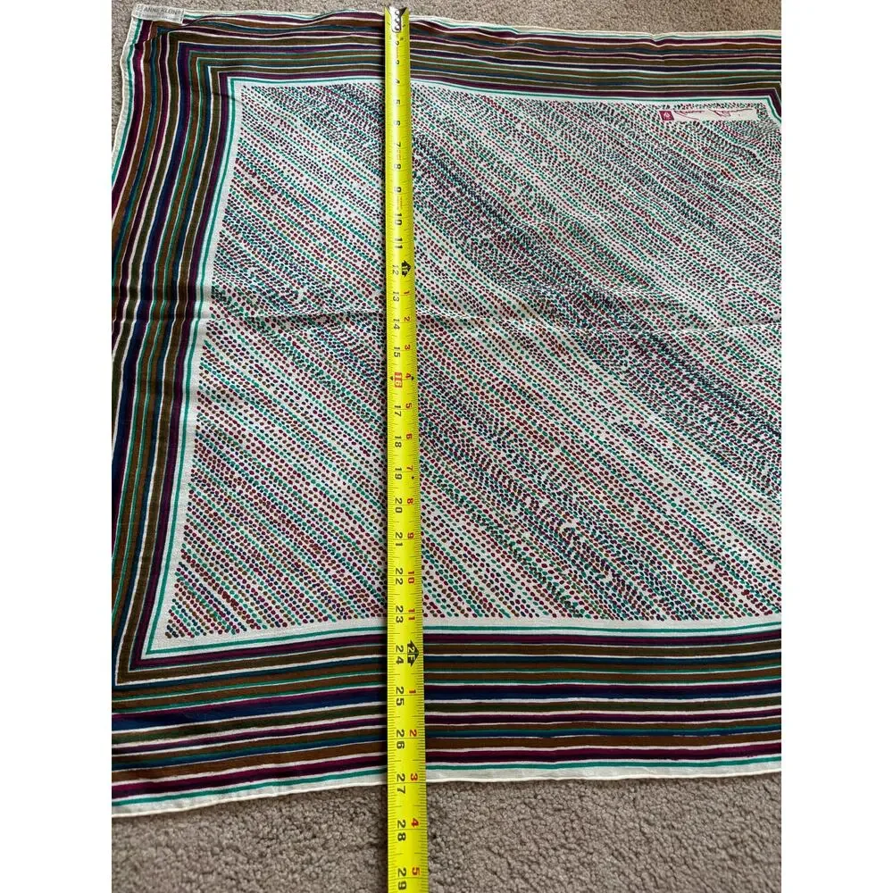 Vintage 70s Silk Square Scarf Stripe Retro Quiet Luxury Japan Old Money Classic
